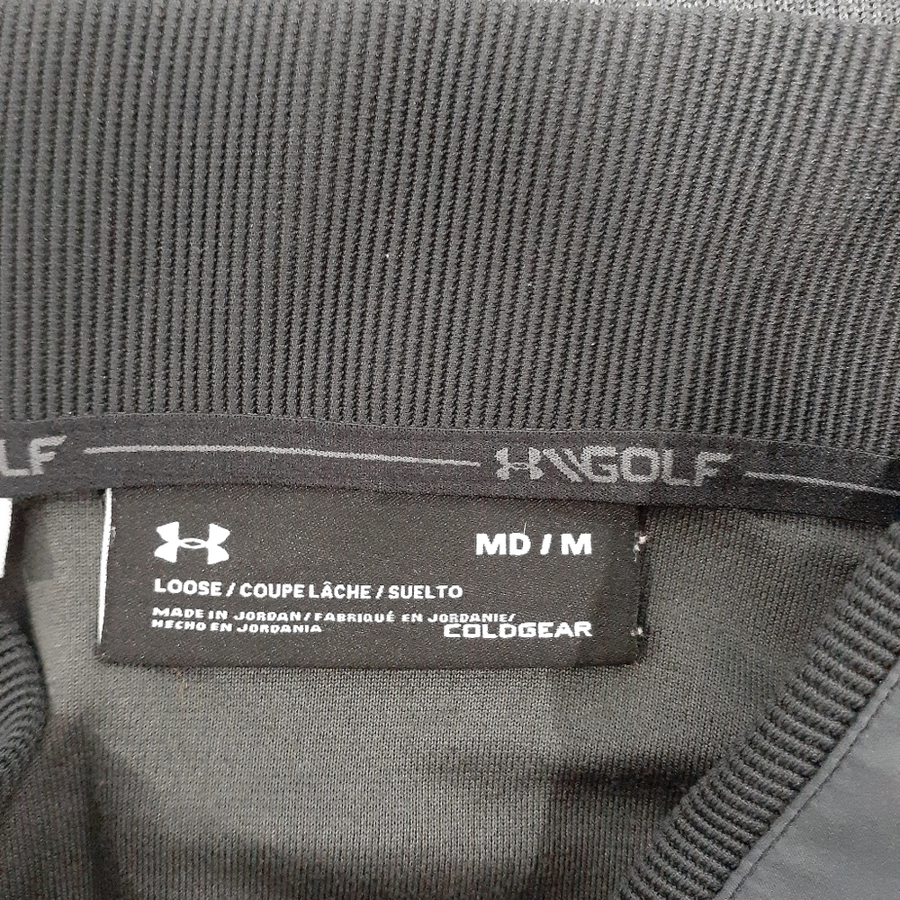 UNDER ARMOUR MENS STORM SWEATER FLEECE HEATHER SNAP MOCK SHIRT BLACK - Picture 4 of 9